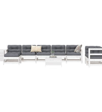 10-tlg. Garten-Sofagarnitur Weiß Massivholz Kiefer