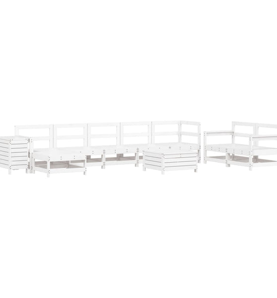 10-tlg. Garten-Sofagarnitur Weiß Massivholz Kiefer