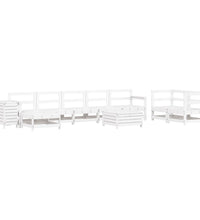 10-tlg. Garten-Sofagarnitur Weiß Massivholz Kiefer