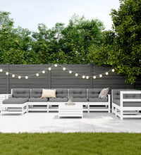 10-tlg. Garten-Sofagarnitur Weiß Massivholz Kiefer