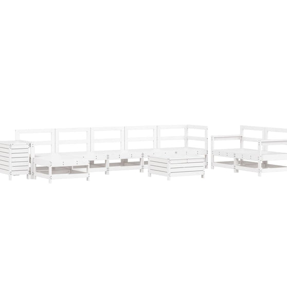 10-tlg. Garten-Sofagarnitur Weiß Massivholz Kiefer