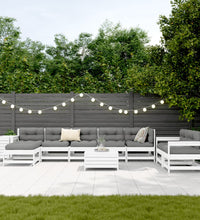 10-tlg. Garten-Sofagarnitur Weiß Massivholz Kiefer