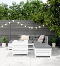 6-tlg. Garten-Sofagarnitur Weiß Massivholz Kiefer