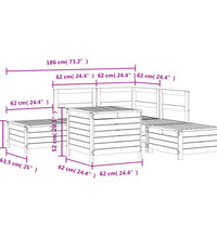 6-tlg. Garten-Sofagarnitur Weiß Massivholz Kiefer