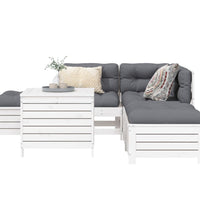 6-tlg. Garten-Sofagarnitur Weiß Massivholz Kiefer