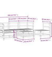 6-tlg. Garten-Sofagarnitur Weiß Massivholz Kiefer