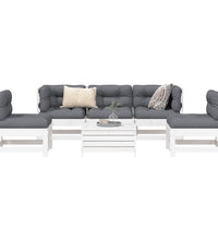 6-tlg. Garten-Sofagarnitur Weiß Massivholz Kiefer