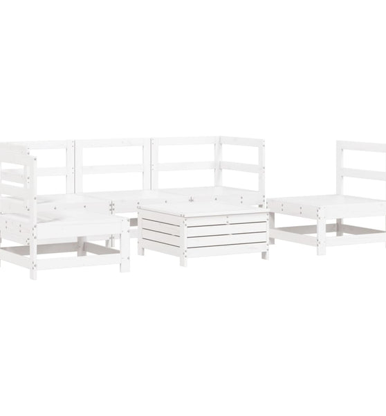 6-tlg. Garten-Sofagarnitur Weiß Massivholz Kiefer