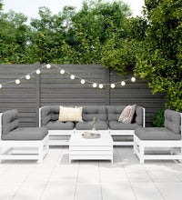 6-tlg. Garten-Sofagarnitur Weiß Massivholz Kiefer