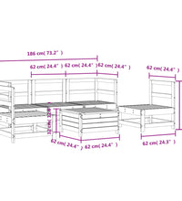 6-tlg. Garten-Sofagarnitur Weiß Massivholz Kiefer