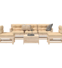 6-tlg. Garten-Sofagarnitur Massivholz Kiefer