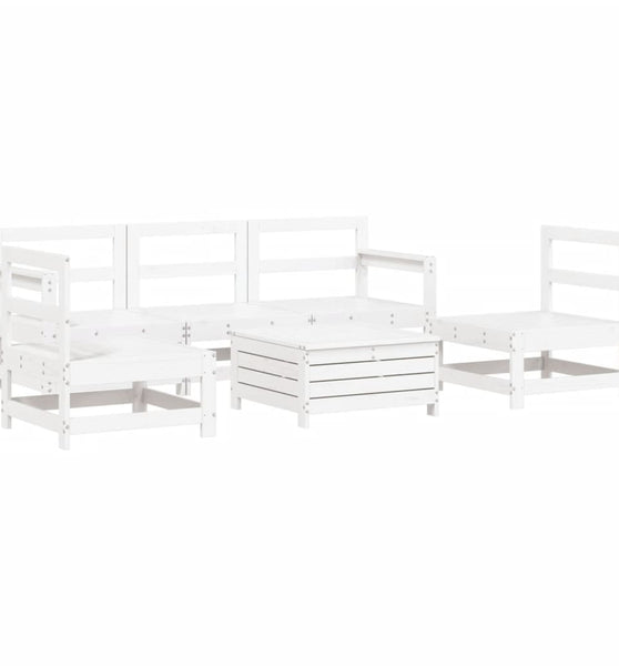 6-tlg. Garten-Sofagarnitur Weiß Massivholz Kiefer