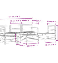 6-tlg. Garten-Sofagarnitur Weiß Massivholz Kiefer