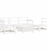 6-tlg. Garten-Sofagarnitur Weiß Massivholz Kiefer