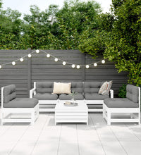 6-tlg. Garten-Sofagarnitur Weiß Massivholz Kiefer