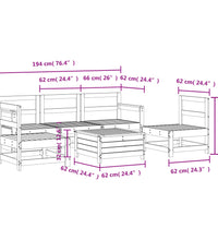 6-tlg. Garten-Sofagarnitur Weiß Massivholz Kiefer