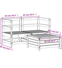 3-tlg. Garten-Sofagarnitur Massivholz Kiefer