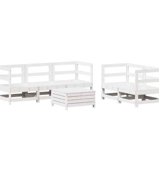 6-tlg. Garten-Sofagarnitur Weiß Massivholz Kiefer