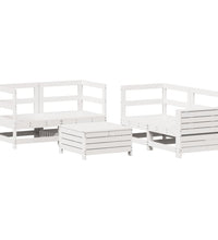 5-tlg. Garten-Sofagarnitur Weiß Massivholz Kiefer