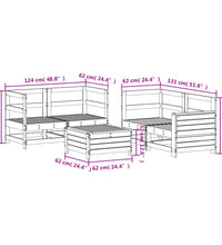 5-tlg. Garten-Sofagarnitur Weiß Massivholz Kiefer