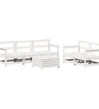 6-tlg. Garten-Sofagarnitur Weiß Massivholz Kiefer