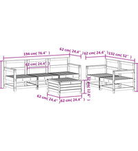 6-tlg. Garten-Sofagarnitur Weiß Massivholz Kiefer