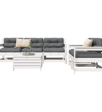 6-tlg. Garten-Sofagarnitur Weiß Massivholz Kiefer