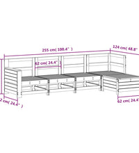 5-tlg. Garten-Sofagarnitur Massivholz Kiefer