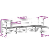 5-tlg. Garten-Sofagarnitur Massivholz Kiefer