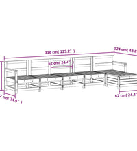 6-tlg. Garten-Sofagarnitur Weiß Massivholz Kiefer