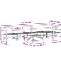 7-tlg. Garten-Sofagarnitur Massivholz Kiefer