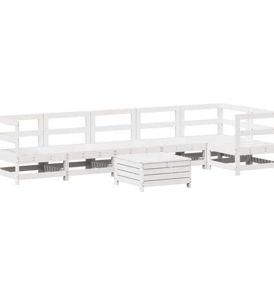 7-tlg. Garten-Sofagarnitur Weiß Massivholz Kiefer