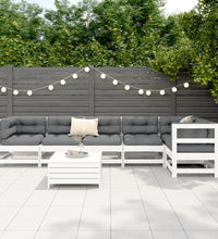 7-tlg. Garten-Sofagarnitur Weiß Massivholz Kiefer