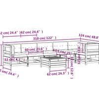 7-tlg. Garten-Lounge-Set mit Kissen Weiß Massivholz Kiefer
