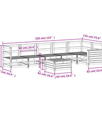 7-tlg. Garten-Sofagarnitur Massivholz Kiefer