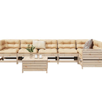 7-tlg. Garten-Sofagarnitur Massivholz Kiefer