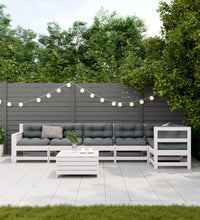 7-tlg. Garten-Lounge-Set mit Kissen Weiß Massivholz Kiefer