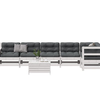 7-tlg. Garten-Lounge-Set mit Kissen Weiß Massivholz Kiefer