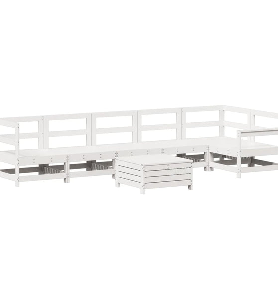 7-tlg. Garten-Sofagarnitur Weiß Massivholz Kiefer