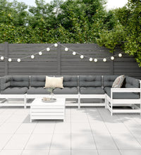 7-tlg. Garten-Sofagarnitur Weiß Massivholz Kiefer
