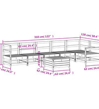7-tlg. Garten-Sofagarnitur Weiß Massivholz Kiefer