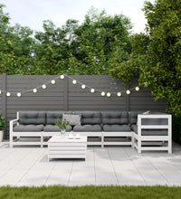 7-tlg. Garten-Lounge-Set mit Kissen Weiß Massivholz Kiefer