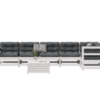 7-tlg. Garten-Lounge-Set mit Kissen Weiß Massivholz Kiefer