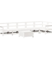 7-tlg. Garten-Sofagarnitur Weiß Massivholz Kiefer