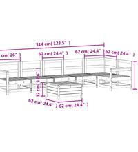7-tlg. Garten-Sofagarnitur Weiß Massivholz Kiefer