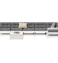 7-tlg. Garten-Sofagarnitur Weiß Massivholz Kiefer