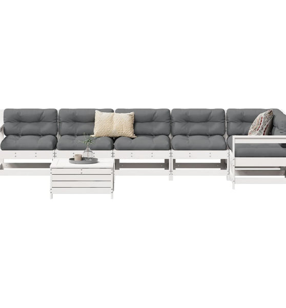 7-tlg. Garten-Sofagarnitur Weiß Massivholz Kiefer