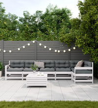 7-tlg. Garten-Lounge-Set mit Kissen Weiß Massivholz Kiefer