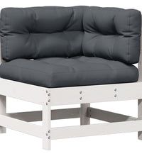 7-tlg. Garten-Lounge-Set mit Kissen Weiß Massivholz Kiefer