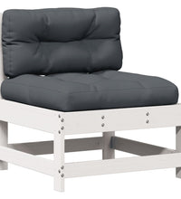 7-tlg. Garten-Lounge-Set mit Kissen Weiß Massivholz Kiefer